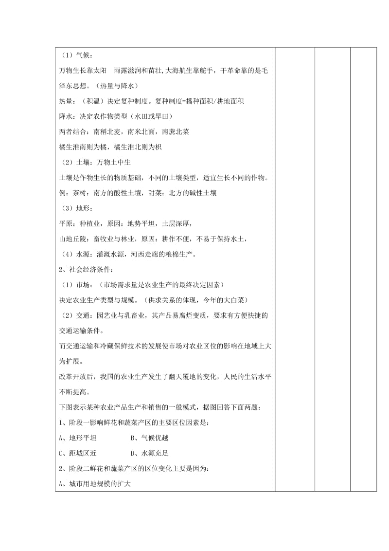 江西省万载县高中地理 第三章 生产活动与地域联系 3.1 农业区位因素教案 中图版必修2.doc_第2页