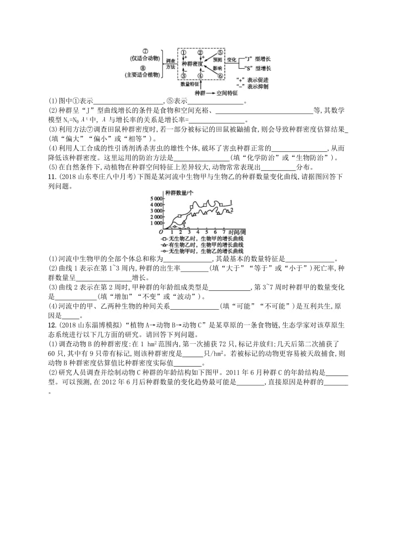 2020版高考生物大一轮复习 第9单元 生物与环境 课时规范练30 种群的特征 种群数量的变化 新人教版.docx_第3页