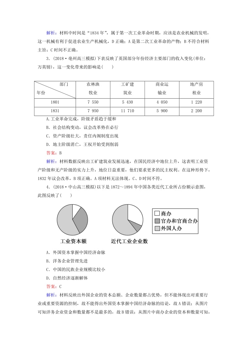 （通史版）2019届高考历史二轮复习 高考题型专项训练 题型8 图画类、图表类选择题.doc_第2页