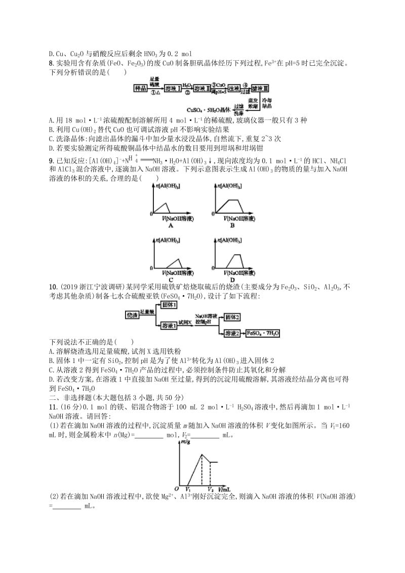 2020高考化学一轮新突破规范练 单元质检卷（四）材料家族中的元素 鲁科版.docx_第2页