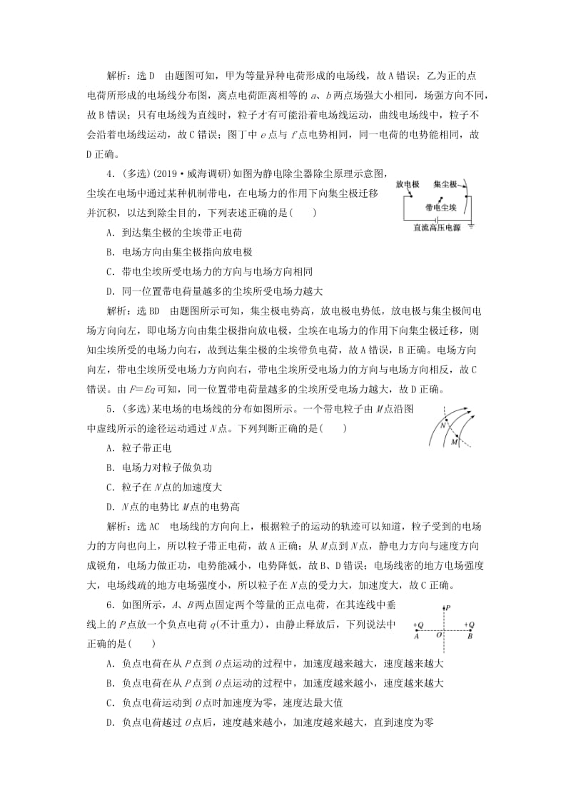 （新课改省份专用）2020版高考物理一轮复习 课时跟踪检测（二十二）电场力的性质（含解析）.doc_第2页