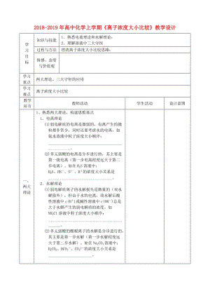 2018-2019年高中化學(xué)上學(xué)期《離子濃度大小比較》教學(xué)設(shè)計.doc