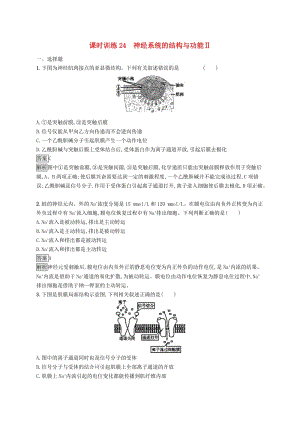 （浙江專用）2020版高考生物大一輪復(fù)習(xí) 第八部分 動、植物生命活動的調(diào)節(jié) 課時訓(xùn)練24 神經(jīng)系統(tǒng)的結(jié)構(gòu)與功能Ⅱ.docx