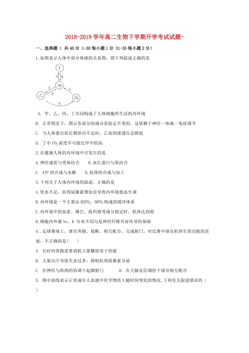 2018-2019学年高二生物下学期开学考试试题-.doc_第1页