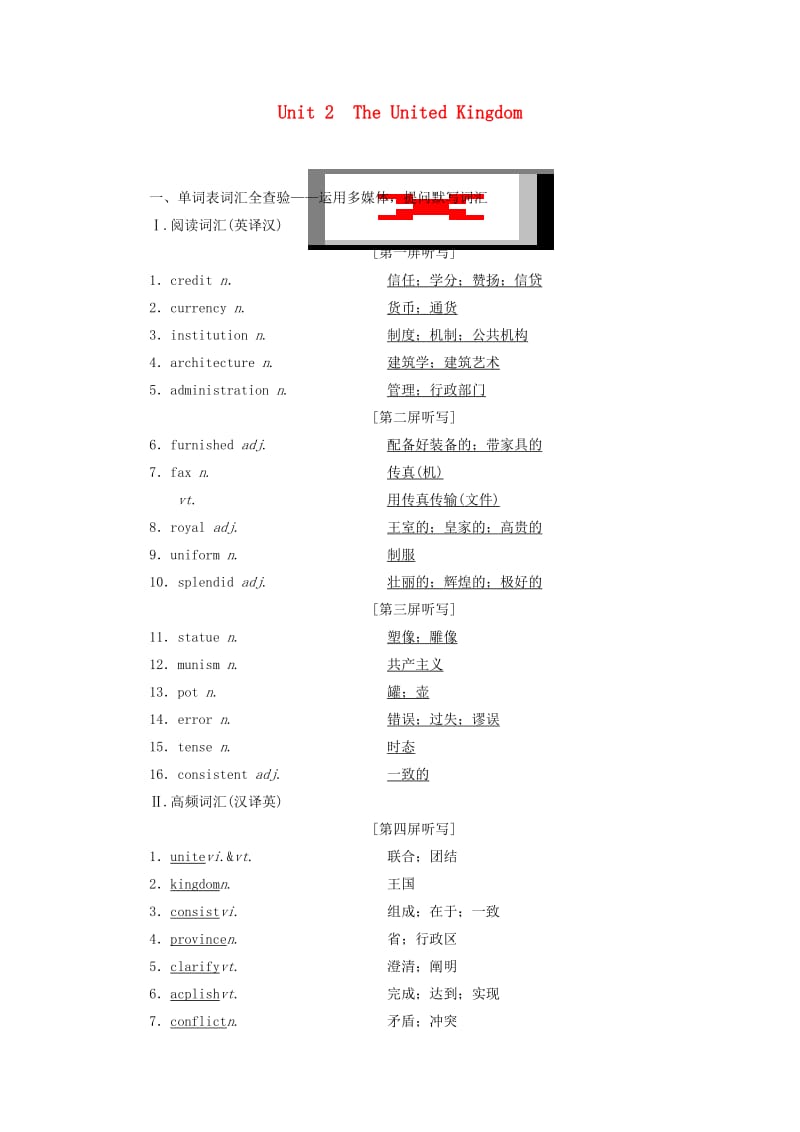 （浙江专版）2020版高考英语一轮复习 Unit 2 The United Kingdom讲义 新人教版必修5.doc_第1页