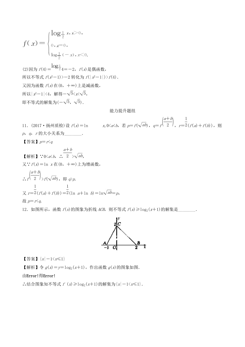 （江苏专版）2019年高考数学一轮复习 专题2.7 对数与对数函数（练）.doc_第3页