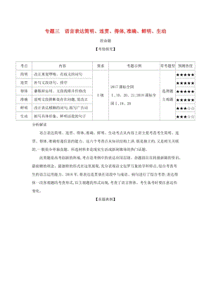 2019屆高考語文二輪專題復(fù)習(xí) 專題三 語言表達(dá)簡明、連貫、得體準(zhǔn)確、鮮明、生動.doc