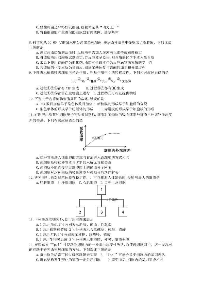 江苏省2018-2019学年高一生物模拟盐调考试题.doc_第2页