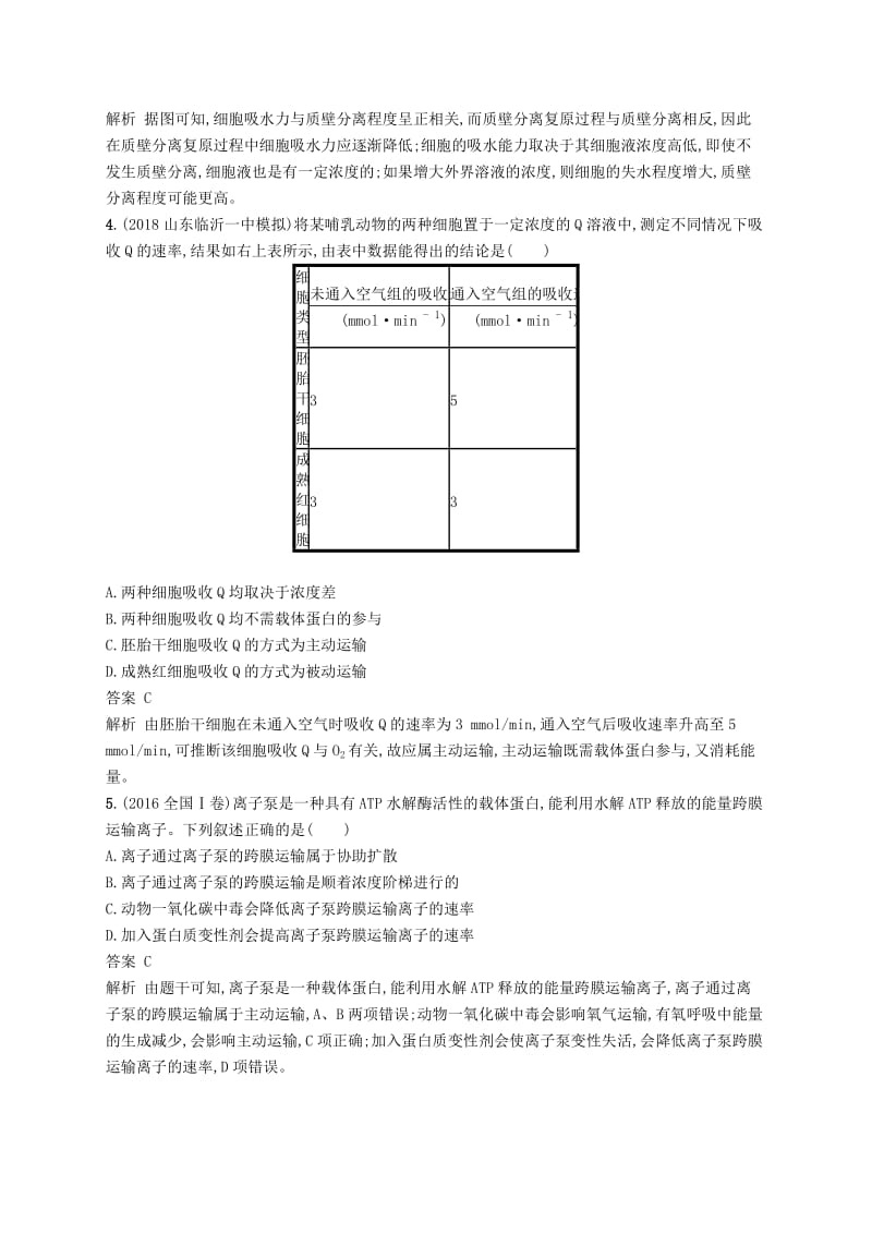 广西2020版高考生物一轮复习 考点规范练6 物质跨膜运输的实例 物质跨膜运输的方式（含解析）新人教版.docx_第2页