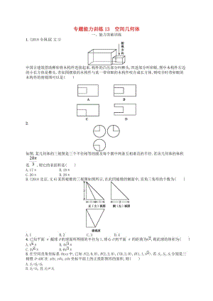 2019年高考數(shù)學(xué)二輪復(fù)習(xí) 專題五 立體幾何 專題能力訓(xùn)練13 空間幾何體 文.doc