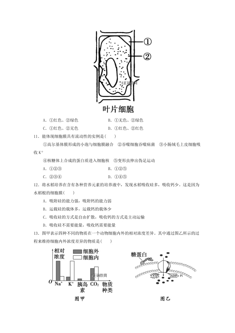 2019-2020学年高一生物上学期第三次考试试题.doc_第3页