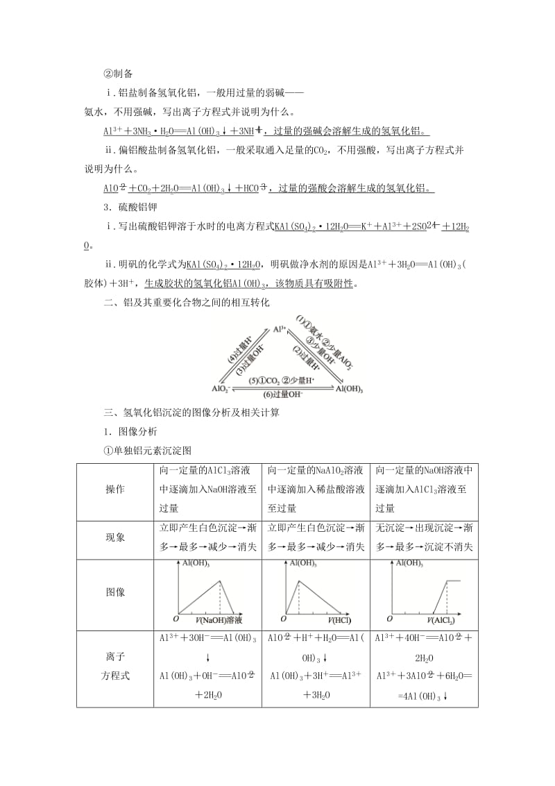 （浙江选考）2020版高考化学大一轮复习 第3讲 元素化学 考点13 铝的重要化合物学案.docx_第2页