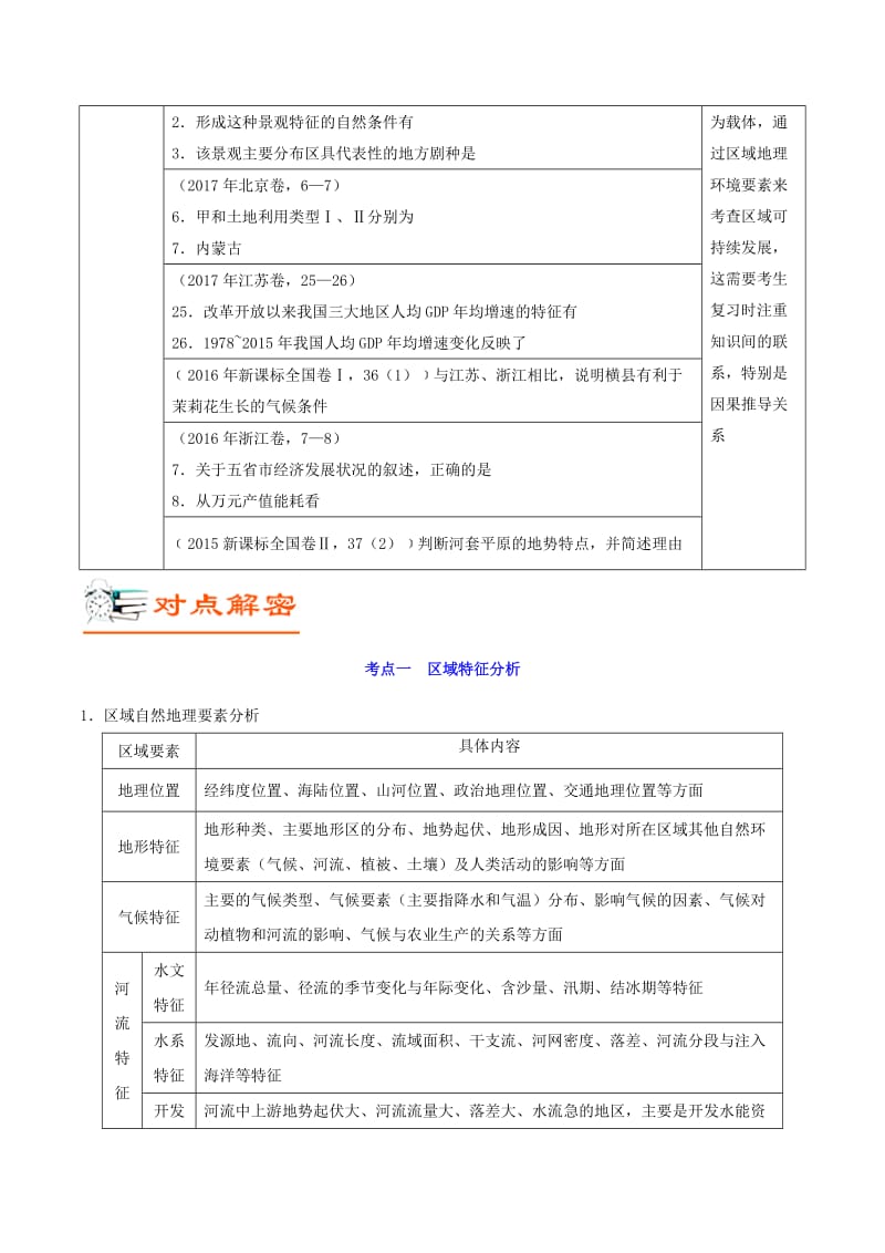 2019年高考地理 高频考点解密 专题12 区域定位与区域特征分析.doc_第2页