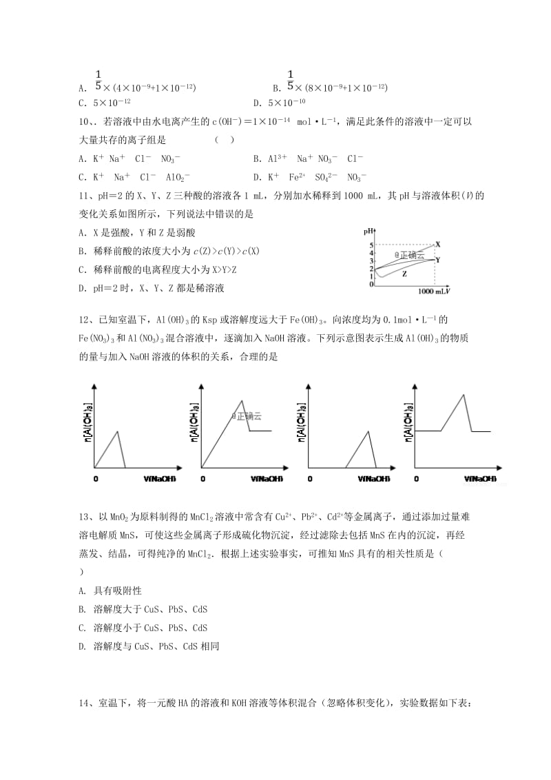 2018-2019学年高二化学上学期期中试题（无答案）.doc_第2页