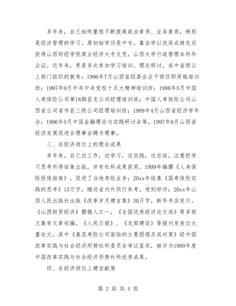 高级经济师职称专业技术业绩个人总结.doc_第2页