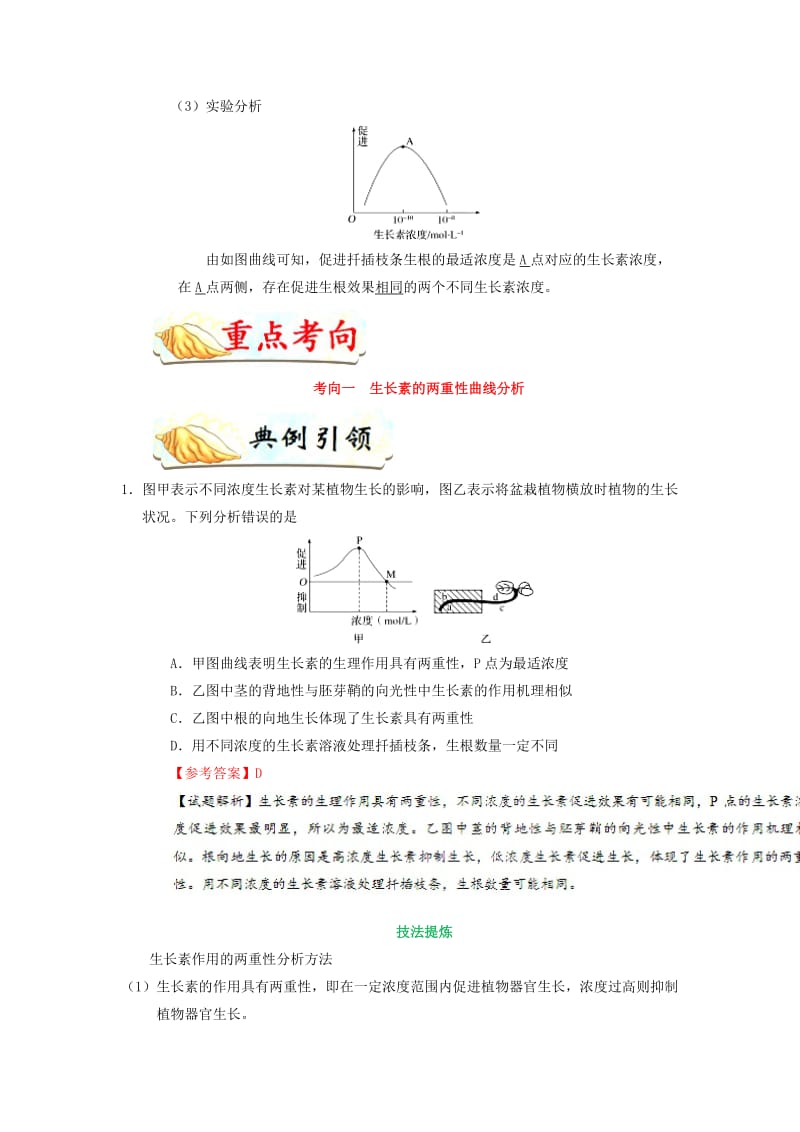 2019年高考生物 考点一遍过 考点56 生长素的生理作用和应用（含解析）.doc_第2页