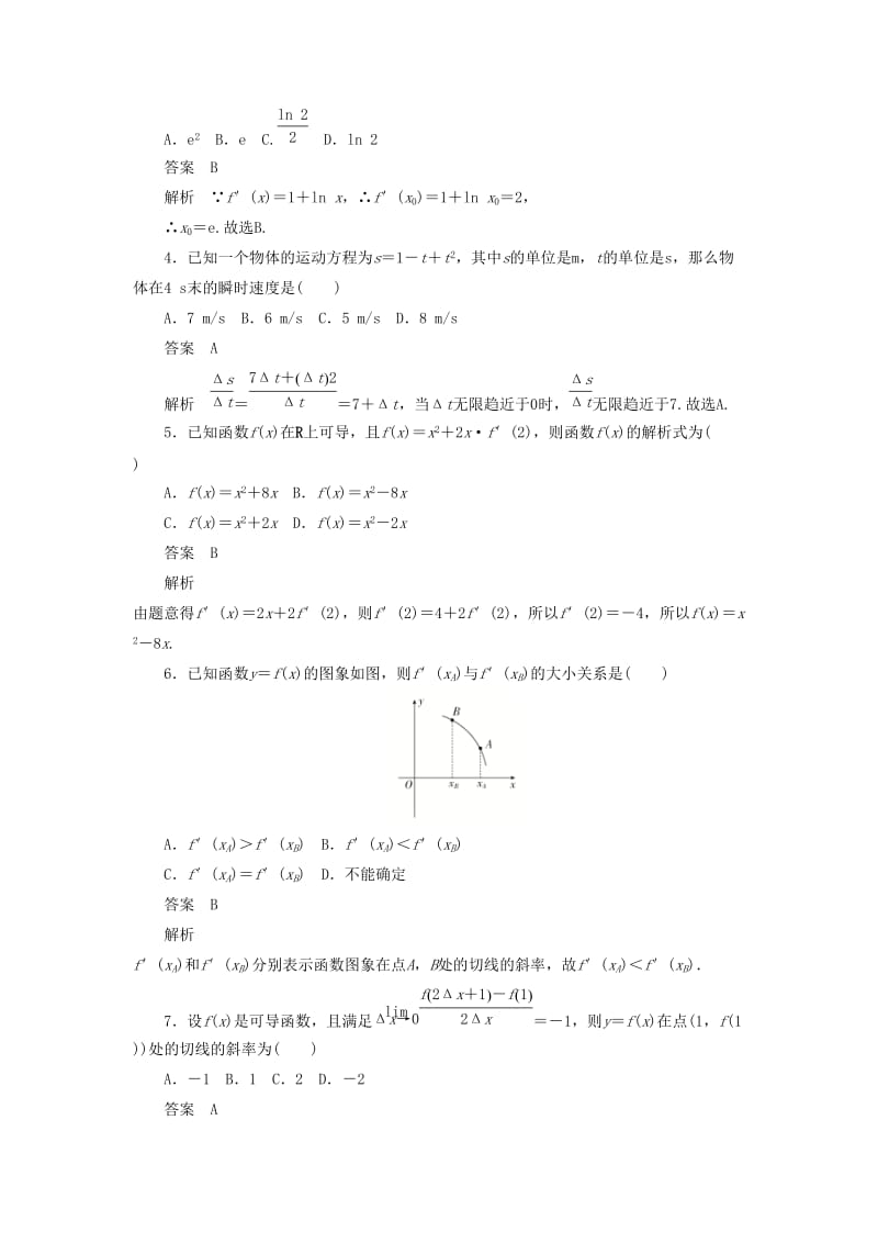 2020高考数学刷题首秧第二章函数导数及其应用考点测试14变化率与导数文含解析.docx_第2页