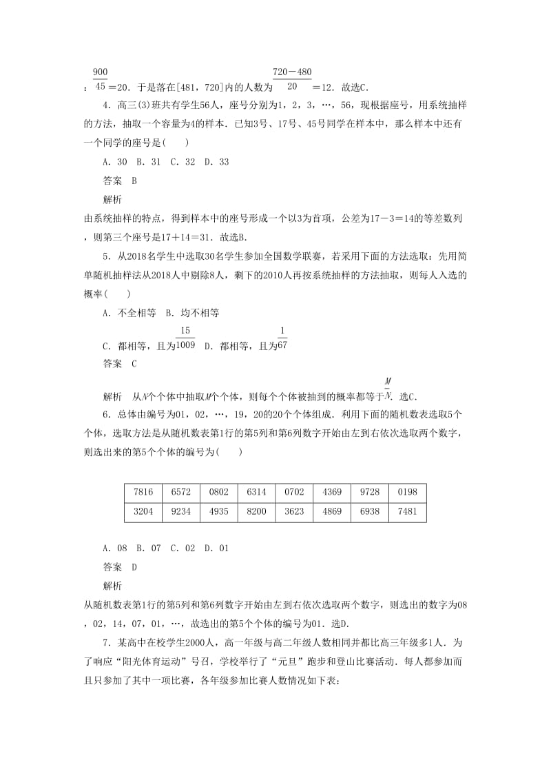 2020高考数学刷题首秧第八章概率与统计考点测试54随机抽样文含解析.docx_第2页