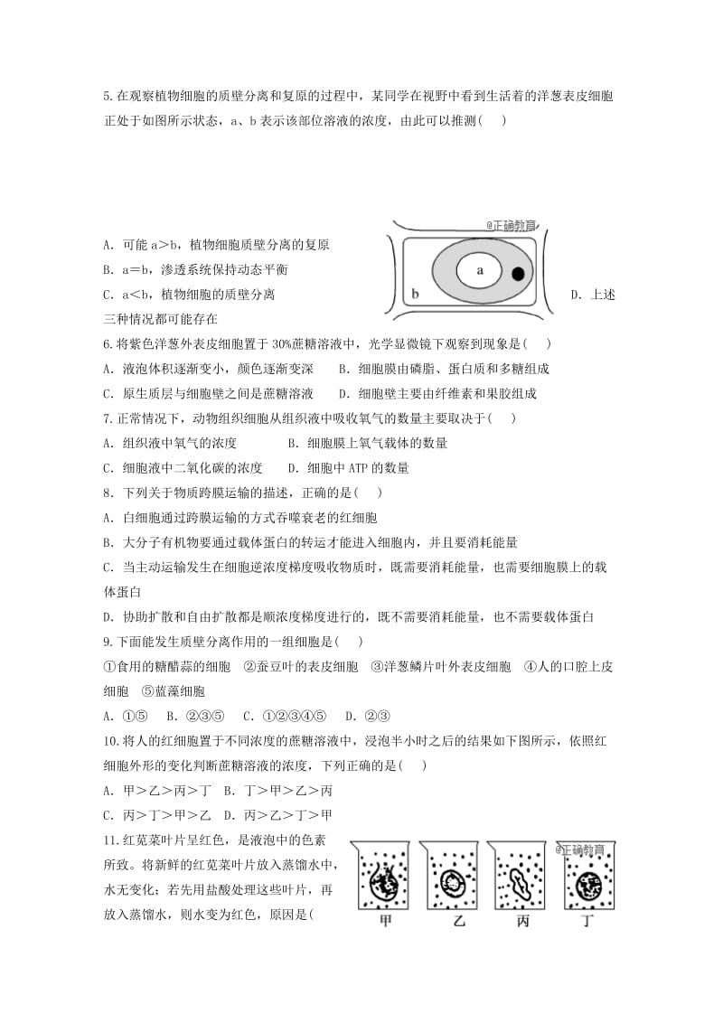 2019-2020学年高一生物上学期12月月考试题 (I).doc_第2页