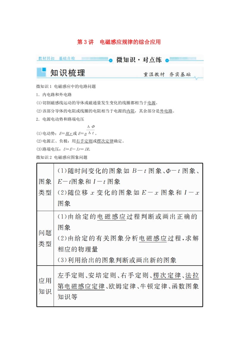 2019年高考物理一轮复习 第十章 电磁感应 第3讲 电磁感应规律的综合应用学案.doc_第1页