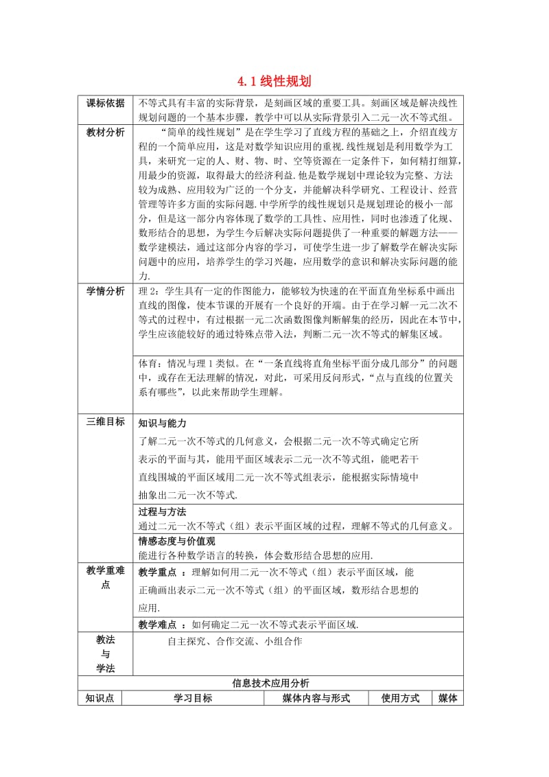 陕西省石泉县高中数学 第三章 不等式 3.4.1 二元一次不等式组与平面区域教案 北师大版必修5.doc_第1页