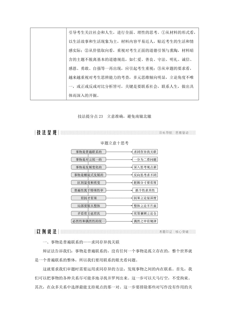 （全国通用版）2019高考语文二轮培优 第四部分 写作 技法提分点23 立意准确避免南辕北辙.doc_第2页