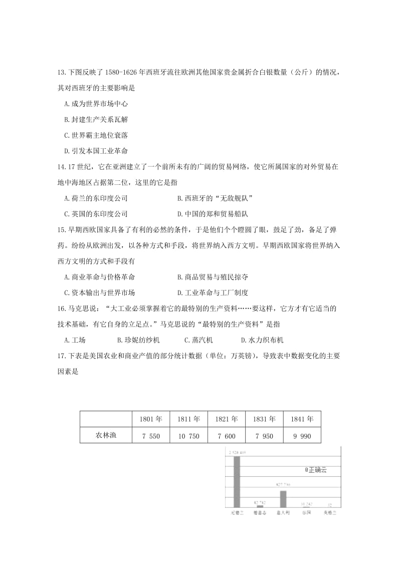 2019-2020学年高一历史下学期2月月考试题.doc_第3页