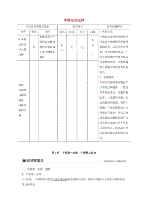 （江蘇專用）2020版高考物理新增分大一輪復習 第三章 牛頓運動定律 第1講 牛頓運動定律講義（含解析）.docx