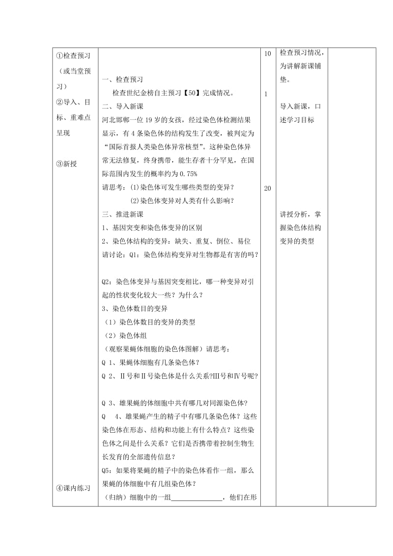 江西省万载县高中生物 第五章 基因突变及其他变异 5.2.1 染色体变异教案 新人教版必修2.doc_第2页