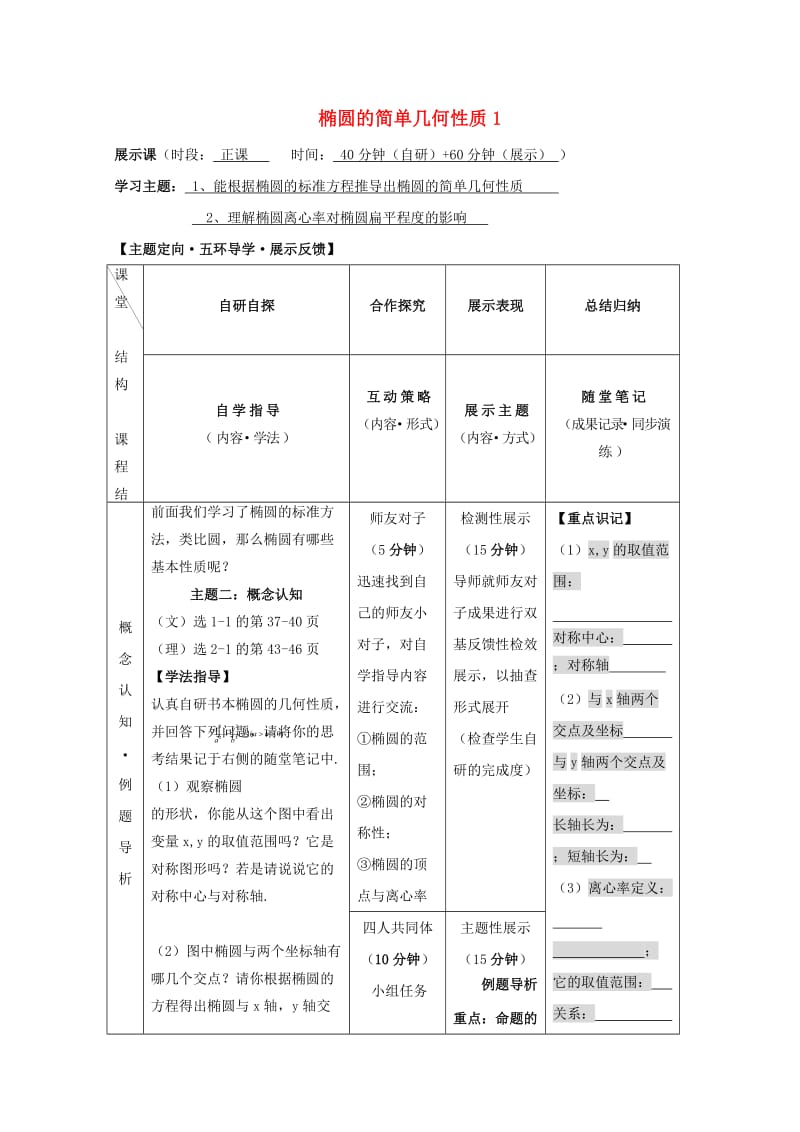 安徽省铜陵市高中数学 第二章《圆锥曲线与方程》椭圆的简单几何性质1学案新人教A版选修2-1.doc_第1页