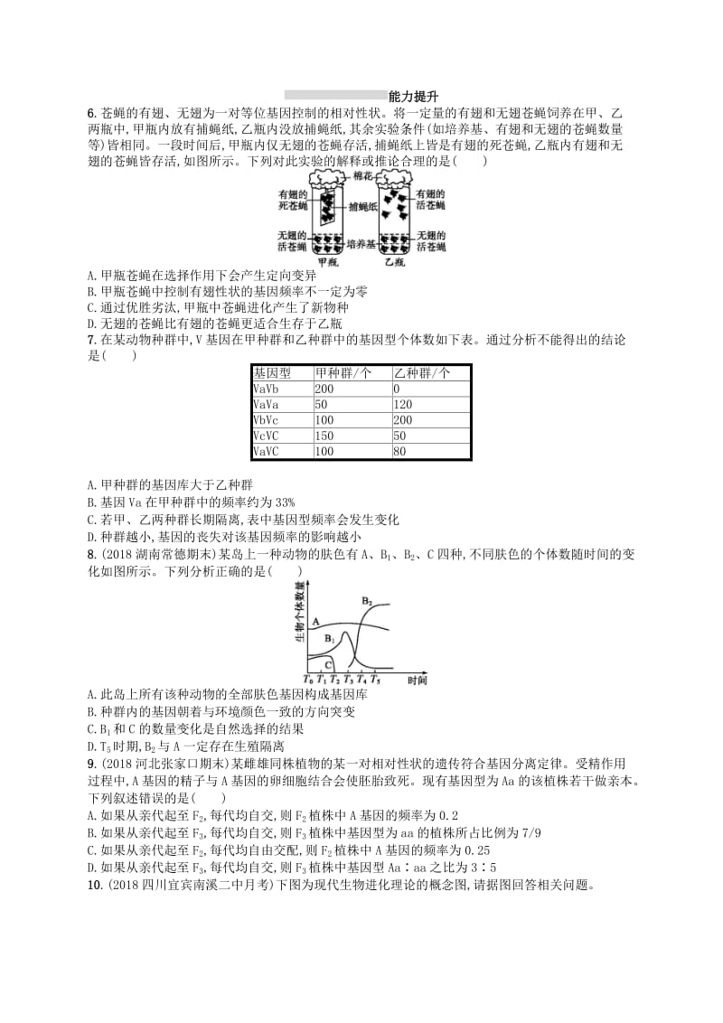 2020版高考生物大一轮复习 第7单元 生物的变异和进化 课时规范练24 现代生物进化理论 新人教版.docx_第2页