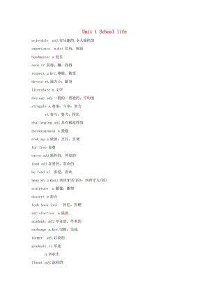 （江蘇專用）2020版高考英語(yǔ)新增分大一輪復(fù)習(xí) 單詞表詞匯閃記 Unit 1 School life講義 牛津譯林版必修1.doc