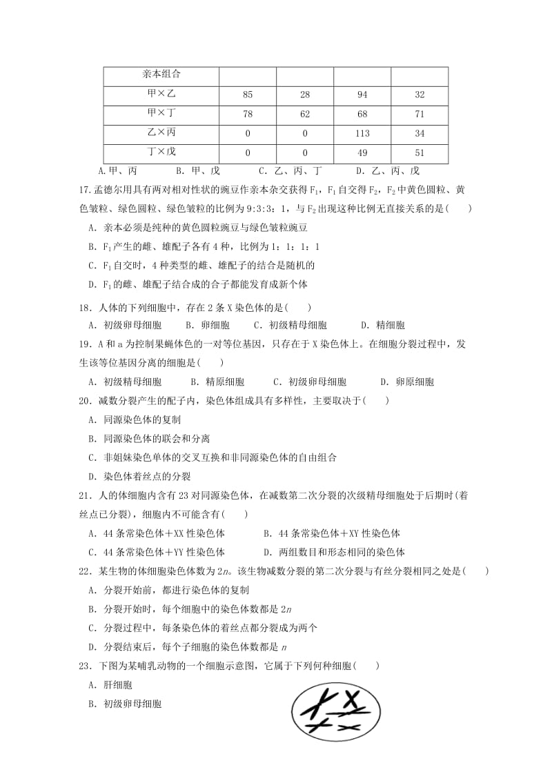 2019-2020学年高一生物下学期2月月考试题.doc_第3页