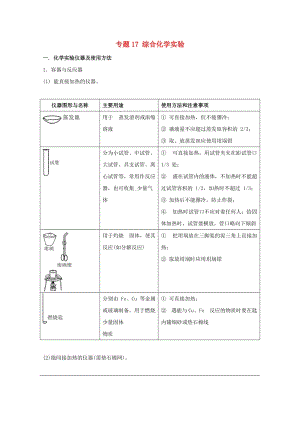 2019年高考化學(xué)大串講 專題17 綜合化學(xué)實驗教案.doc