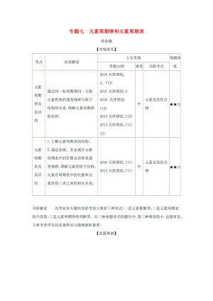 天津市2020年高考化學一輪復習 專題七 元素周期律和元素周期表教師用書.docx