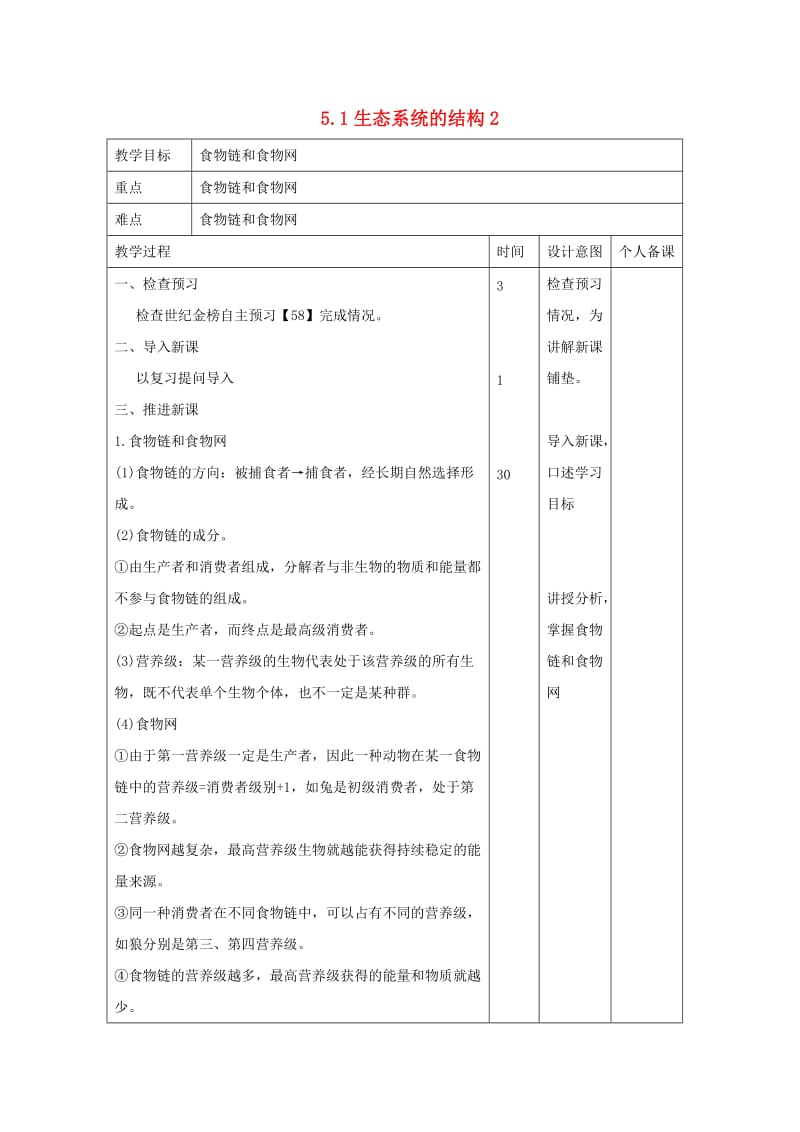 江西省万载县高中生物 第5章 生态系统及其稳定性 5.1 生态系统的结构2教案 新人教版必修3.doc_第1页