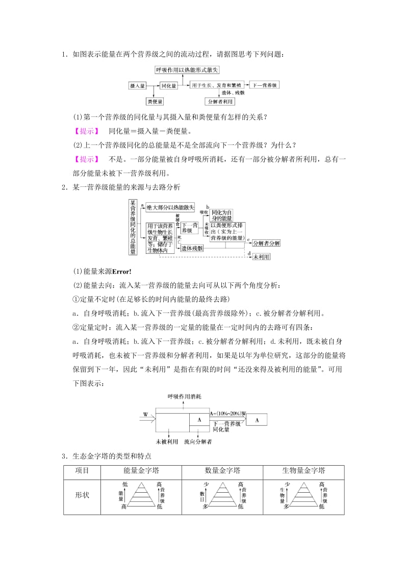 山东省2019高考生物 第9单元 生物与环境（4）生态系统的能量流动和物质循环导学案（含解析）新人教版必修3.doc_第3页