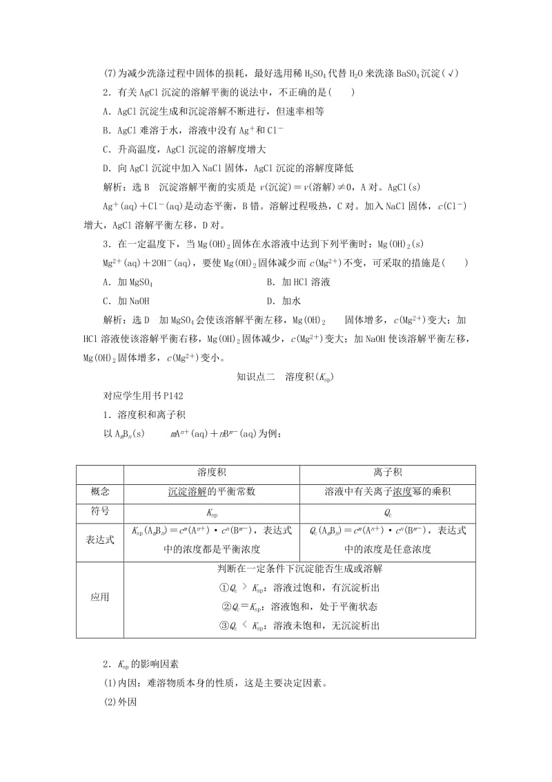 （新课改省份专版）2020高考化学一轮复习 7.6 点点突破 难溶电解质的溶解平衡学案（含解析）.doc_第2页