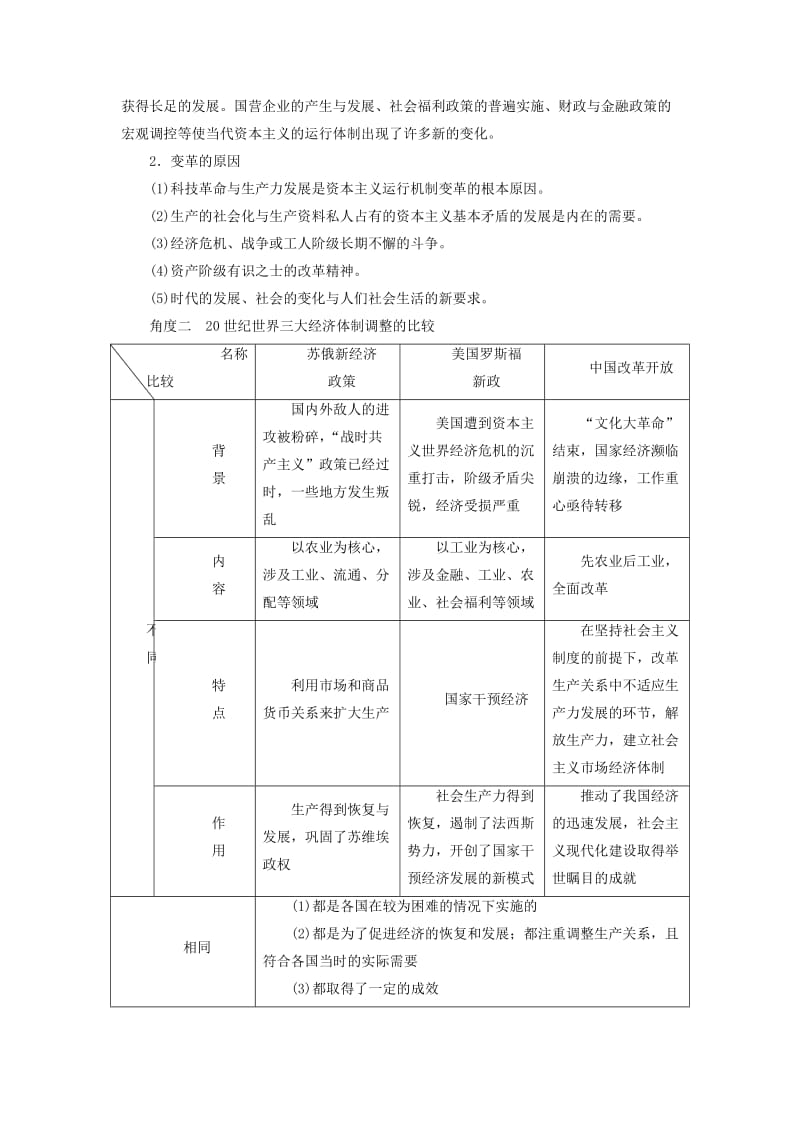 全国通用版2019版高考历史大一轮复习第十单元世界各国经济体制的创新与调整高考必考题突破讲座10世界经济发展模式的探索学案.doc_第2页