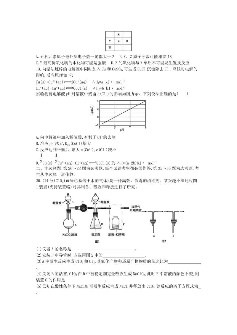 2019届高考化学二轮复习 单科仿真演练（六）（含解析）.doc_第2页