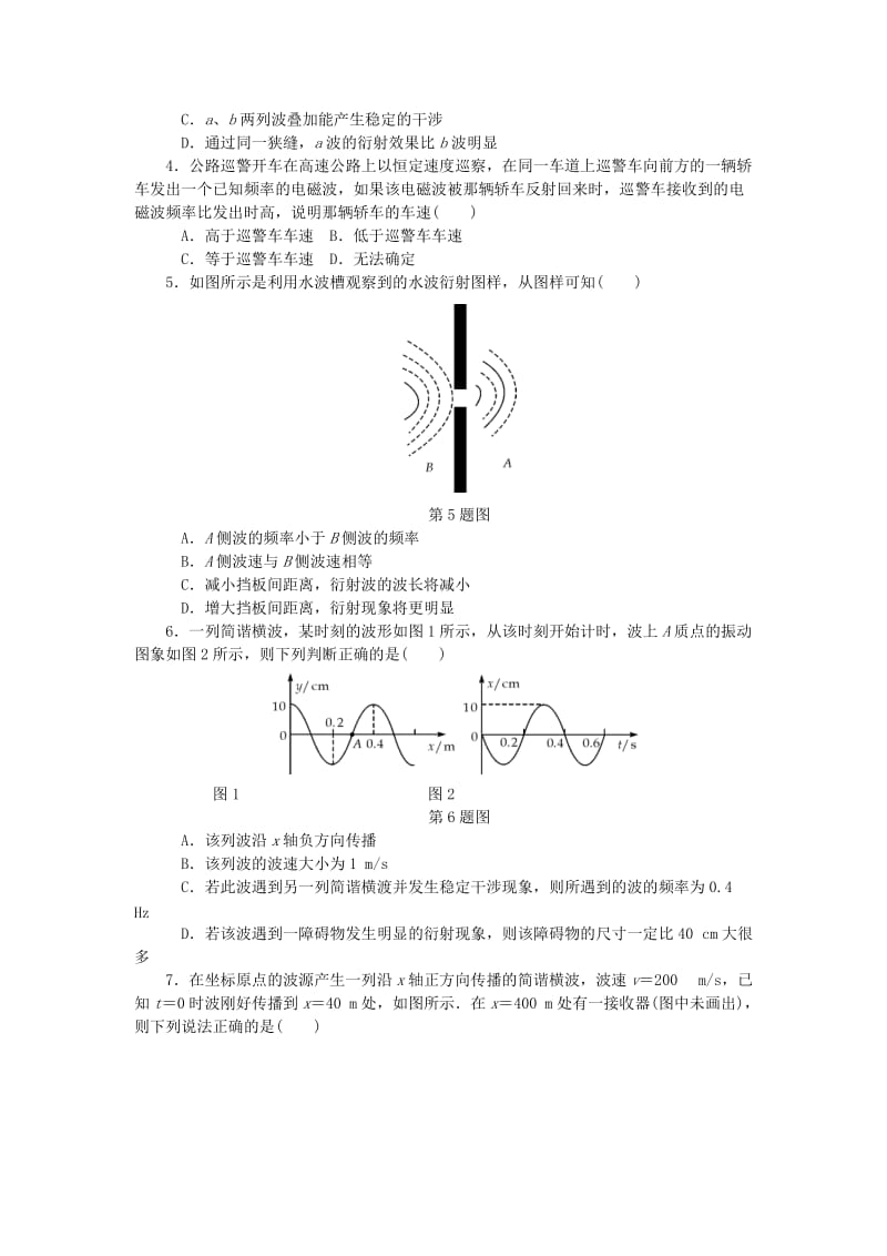 （江苏专版）2019年高考物理总复习 课时作业五十五 机械波的性质.doc_第2页