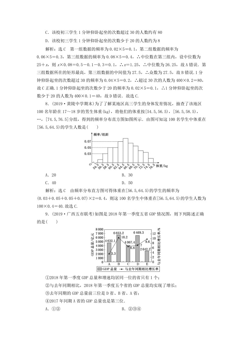 新课改瘦专用2020版高考数学一轮复习课时跟踪检测五十六统计含解析.doc_第3页