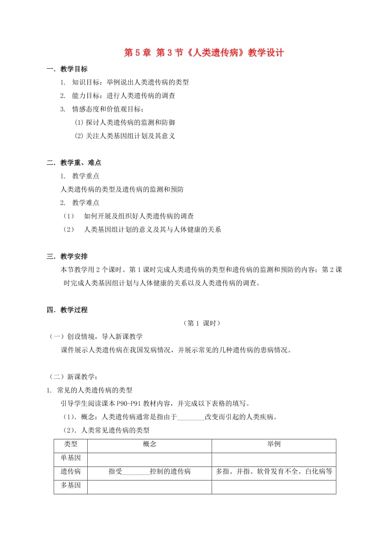 安徽省合肥市高中生物 第五章 基因突变及其他变异 5.3 人类遗传病教案 新人教版必修2.doc_第1页