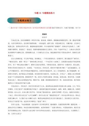 浙江省2019年高考語文大一輪復(fù)習(xí) 專題16 專題模擬（含解析）.doc