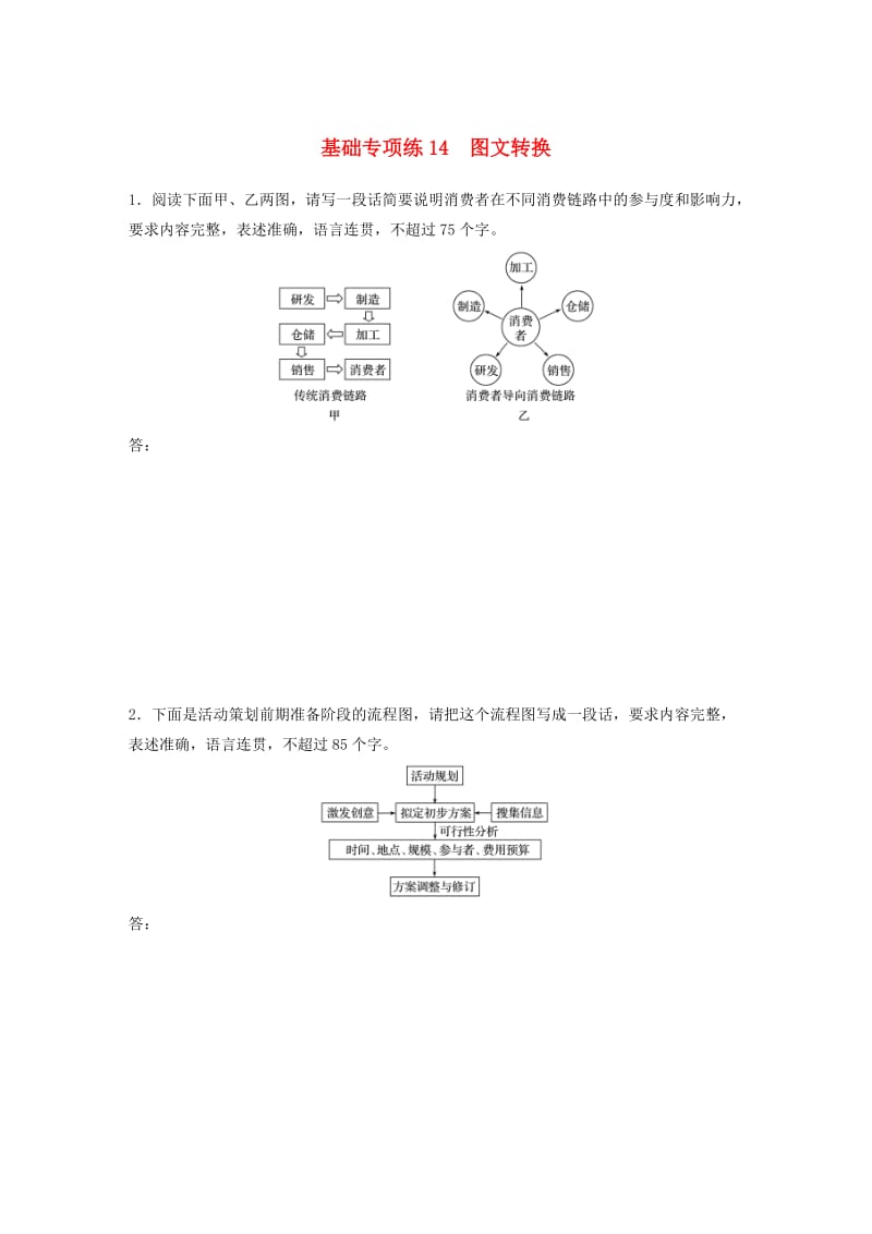 （全国通用）2020版高考语文一轮复习 加练半小时 基础突破 第二轮基础专项练14 图文转换.docx_第1页