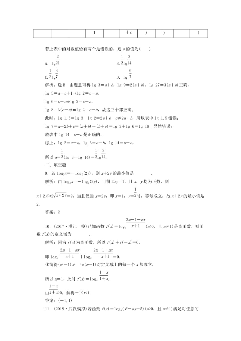 （全国通用版）2019版高考数学一轮复习 高考达标检测（八）对数函数的2类考查点——图象、性质 文.doc_第3页