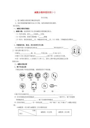 山東省平邑縣高中生物 第二章 基因和染色體的關系 第1節(jié) 減數(shù)分裂和受作用（一）學案新人教版必修2.doc