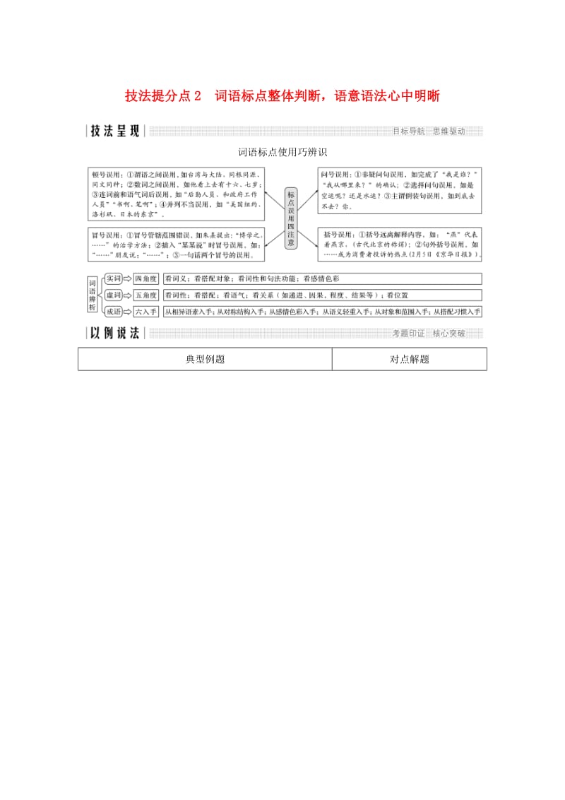 浙江专用2019高考语文二轮培优第一部分语言文字运用专题一语言文字运用技法提分点2词语标点整体判断语意语法心中明晰.doc_第1页