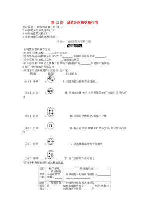 2019版高考生物一輪復(fù)習(xí) 第4單元 細胞的生命歷程 第13講 減數(shù)分裂和受精作用學(xué)案 蘇教版.doc