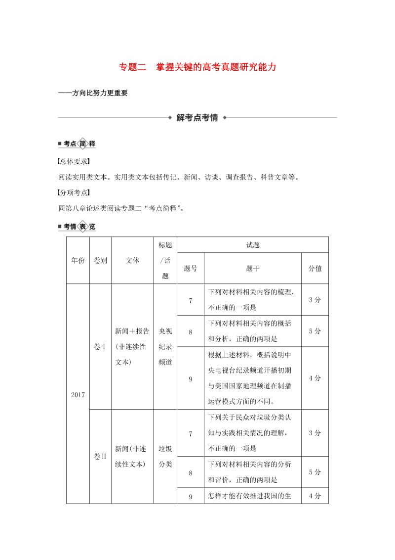 （江苏专用）2020版高考语文新增分大一轮复习 第九章 实用类（非连续性）阅读 专题二 掌握关键的高考真题研究能力讲义（含解析）.docx_第1页